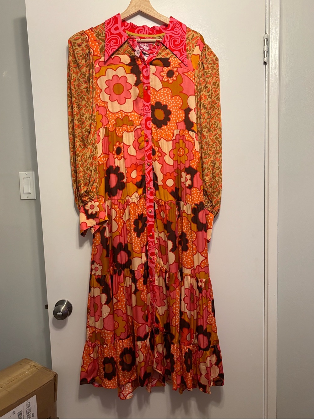 CeliaB Pink & Orange Retro Floral Maxi Dress